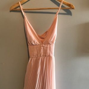 Long peach colored gown (bridesmaid dress)